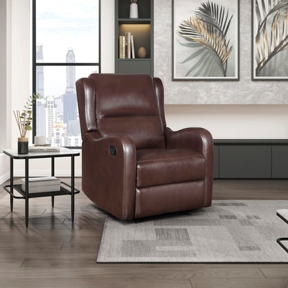 Lexicon Manual Recliner Chair, Reclining Sofa Chair, Home Theater Seating, Wall Hugger, Manual Recliner for Living Room/Office/Apartment, Easy Assembly, Brown Faux Leather
