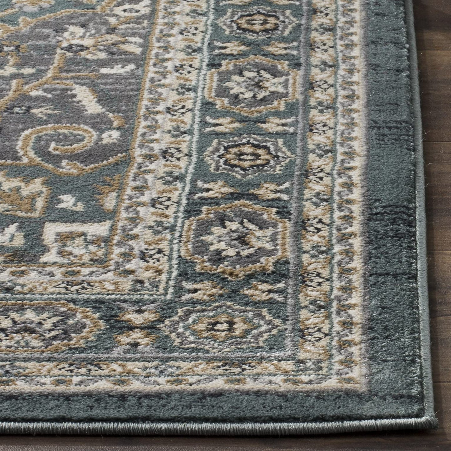 SAFAVIEH Lyndhurst Collection Area Rug - 9' x 12', Teal & Grey, Traditional Oriental Design, Non-Shedding & Easy Care, Ideal for High Traffic Areas in Living Room, Bedroom (LNH338A)