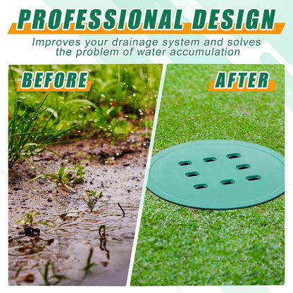 Kritkin Catch Basin with Grate 14.9 x 12.4 Inch Round Large Catch Basin for Drainage with Debris Basket French Drain Without Reserved Hole for Yard, Downspout, Lawn, Municipal Pipeline
