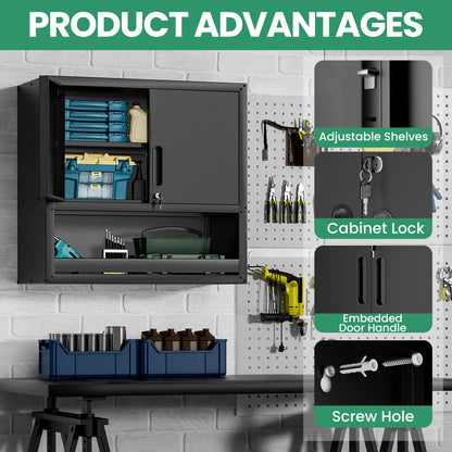 VIYET Metal Tool Cabinet,Garage Storage Cabinet System,Wall Cabinet & Locking Rolling Tool Cabinet with Doors and Adjustable Shelves,Steel Tool Cabinets for Home