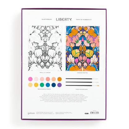 Galison Liberty Glastonbury – DIY 9 x 12 Paint by Number Kit with Iconic Liberty Print Art for Beginners and Experts Includes Paint and Brushes