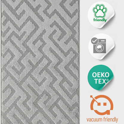 Custom Size Grey Runner Rug Non Slip – Cut to 2x10 Size, Washable & Full Rubber Backed, Narrow Hallway Carpet for Slippery Hardwood, Tile, Laminate, and Vinyl Floors