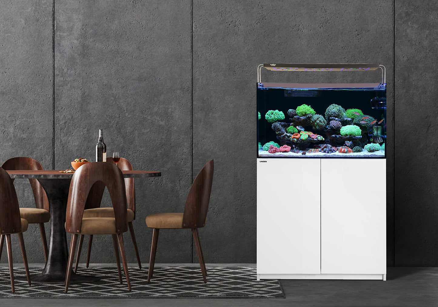 LANDEN Aquarium Wooden Stand and Cabinet for up to 44 Gal Tank, Fish Reptile Sea Salt WaterTank Stand, Nano Foam Leveling Mat Included, W35.5xD17.7xH31.5 in, Wooden Matte White Painted(Stand Only)