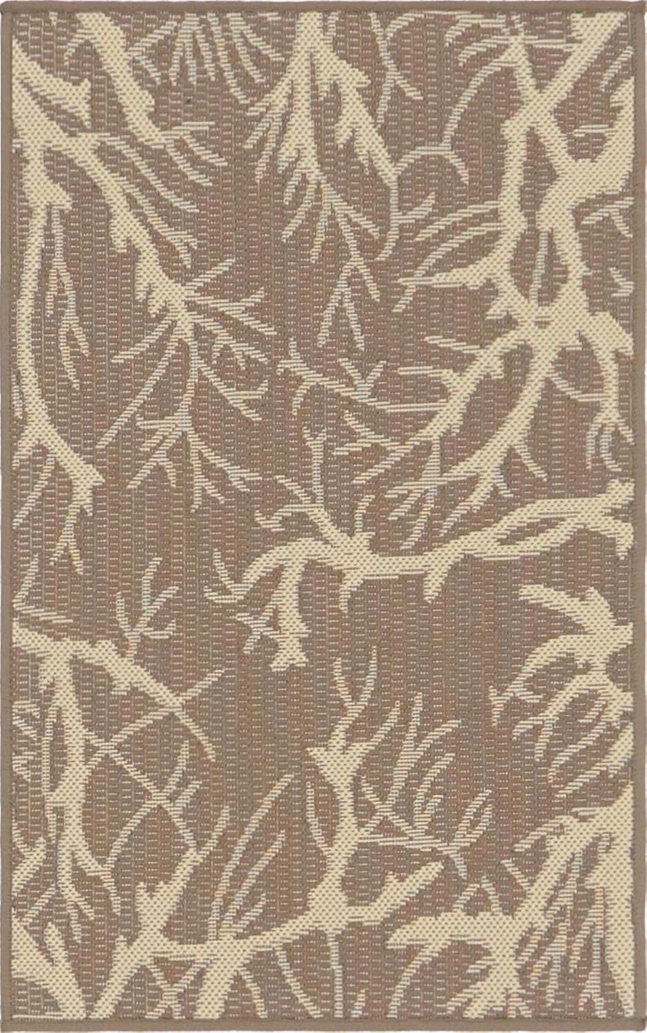 Unique Loom Outdoor Botanical Collection Area Rug - Brown/Beige Branch (2' x 3' 1" Rectangle)