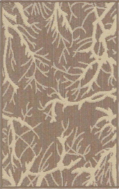 Unique Loom Outdoor Botanical Collection Area Rug - Brown/Beige Branch (2' x 3' 1" Rectangle)
