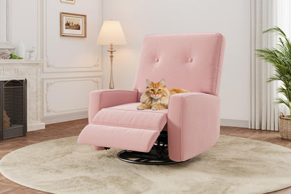 GarveeHome Recliner Chairs, Swivel Rocker Recliner, Glider Recliner Nursery Chair for Adults, 360° Swivel Glider Rocking Chair for Living Room, Bedroom, Office, RV, Small Spaces, Corduroy, Pink