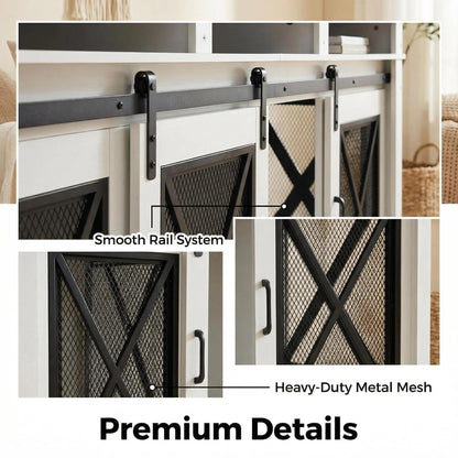 Garvee 71" Double Dog Crate Furniture with Divider, Heavy Duty Wood & Metal Dog Cage for Large Dogs, Dual Compartment Dog Kennel with Double Doors, Indoor Dog Crate TV Stand