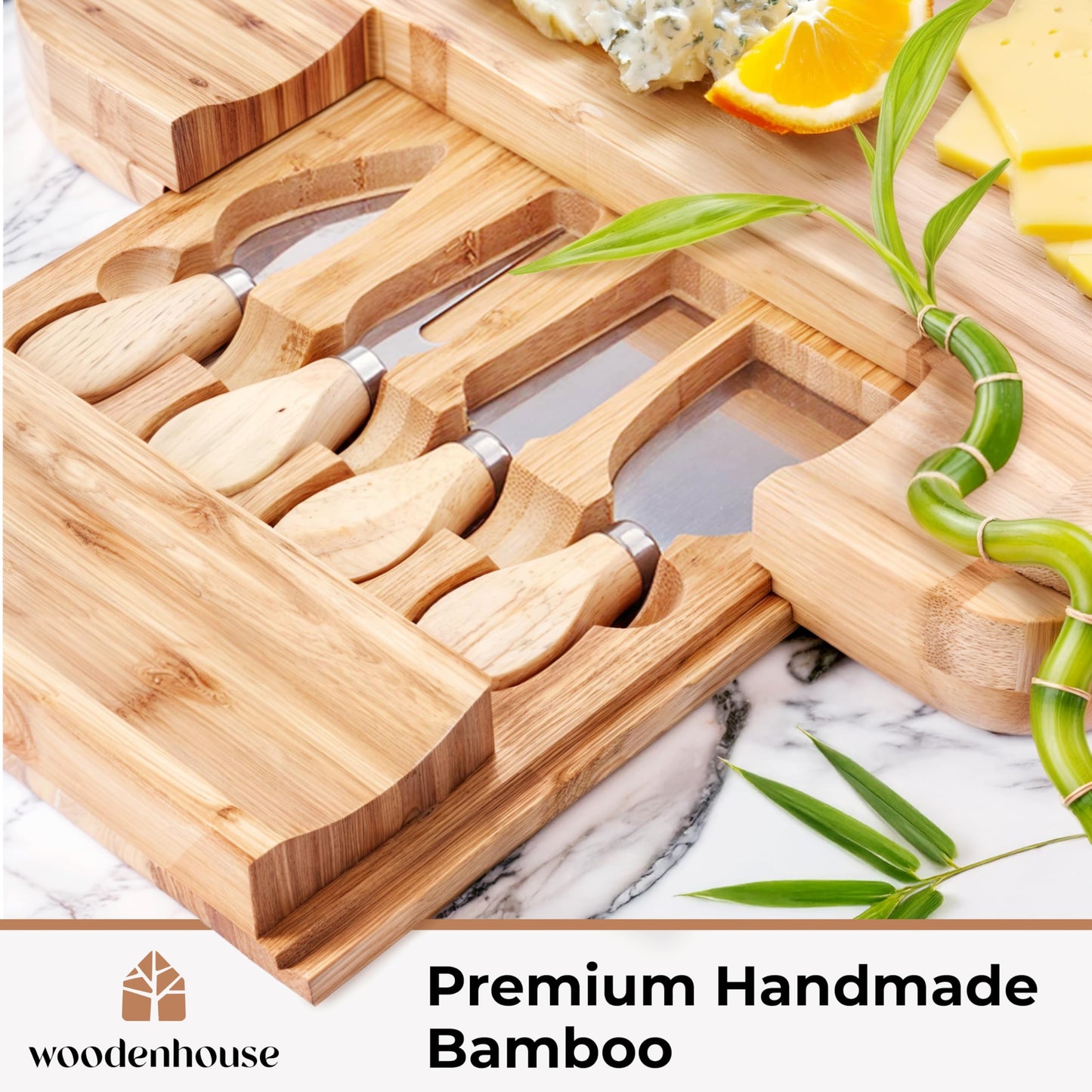Bamboo Charcuterie Boards Gift Set - Meat and Cheese Tray with Utensils, Fruit Tray, and 2 Sauce Bowls Included - Bamboo Cheese Platter - House Warming Gifts New Home Couples & Family, Wedding Gifts