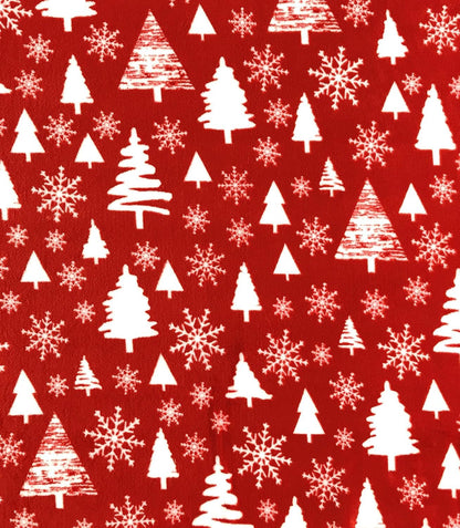 Winter Christmas Holiday Fleece Throw Blanket: Velvety Soft Forest Tree and Snowflake Design, Accent for Couch Bed