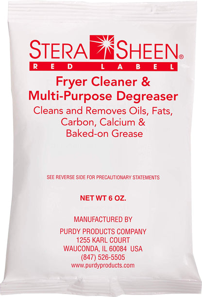 Stera Sheen Fryer Cleaner, 24 x 6 oz. Pkts, Stera Red Label Food Grade Fryer Cleaning Powder, Fryer Boil Out, Easy Use Portion Packets