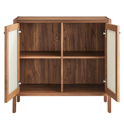 Modway Capri 33 Inch Sideboard Walnut, Hallway or Entryway Storage Cabinet with Doors, Mid-Century Modern Buffet Table or Credenza for Living or Dining Room