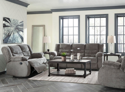 Signature Design by Ashley Tulen Contemporary Rocker Recliner, Gentle Rocking Motion, Pull Tab Reclining, Fabric Upholstery, 39" W x 40" D x 40" H, Dark Gray