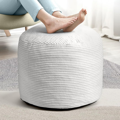 20"x 15" Dual-Size Corduroy Ottoman with Hidden Zipper Ergonomic Memory Foam Footrest Poufs for Office Desks, Couches