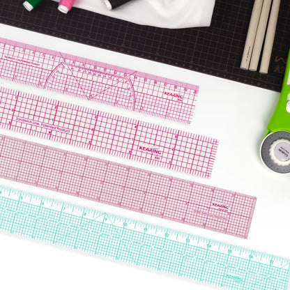 KEARING Clear Sewing Graph Ruler Fashion Design Ruler, Sandwich Line, 2 x 12, Transparent Pattern Making Dress Making Ruler for Sewing Quilting