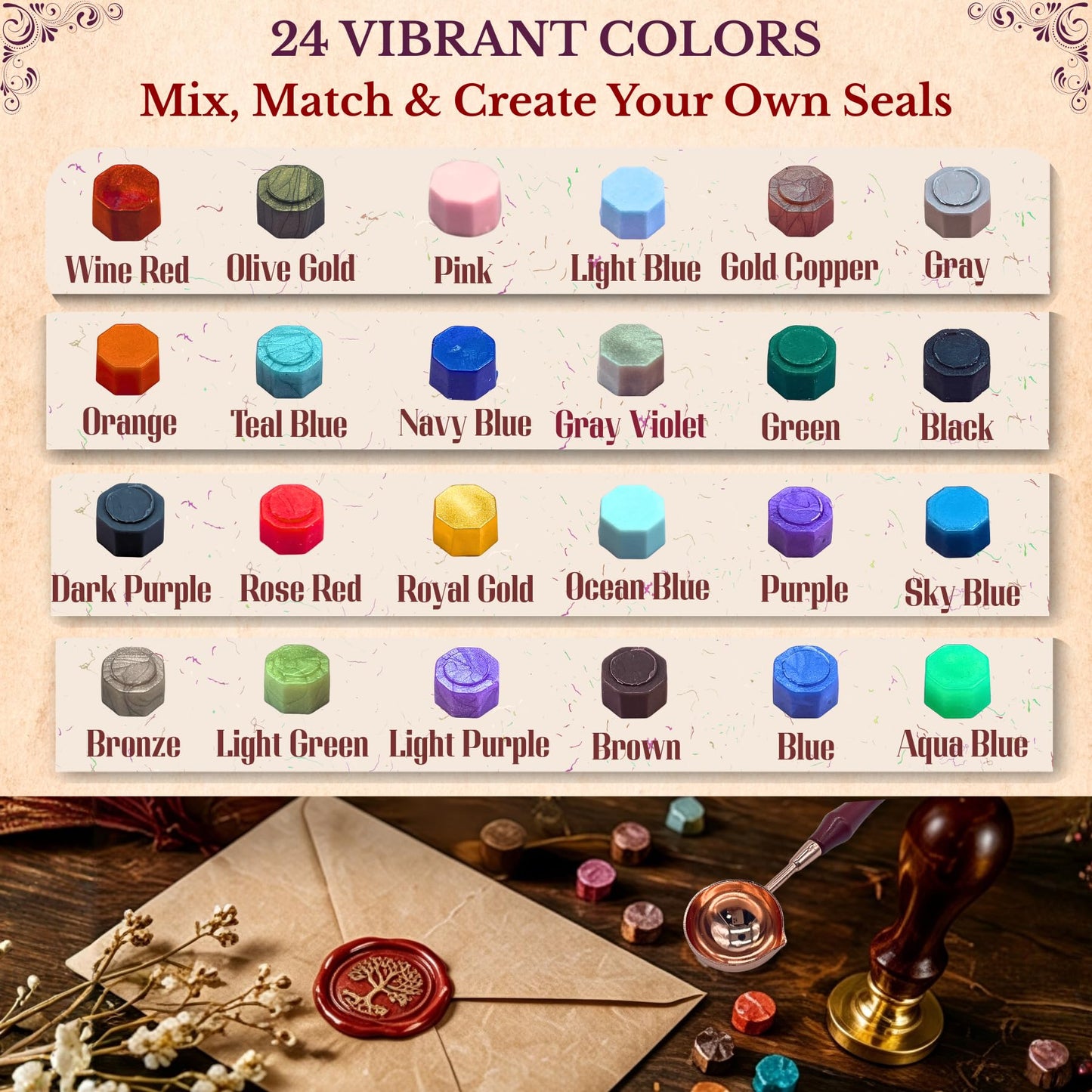xxxHOLIC Wax Seal Kit, 624 Beads, 24 Colors