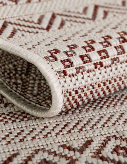 Unique Loom Outdoor Striped Collection Area Rug - Maia (10' x 14' 1" Rectangle, Red/Ivory)