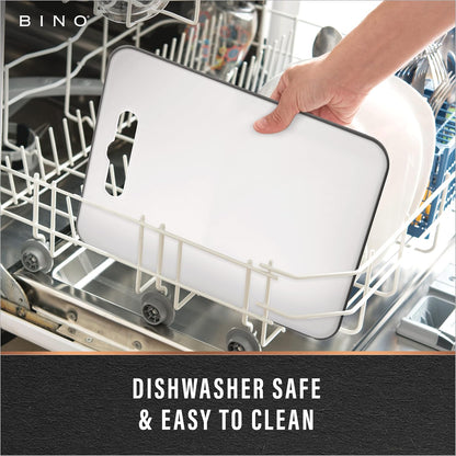 BINO 2-Piece Cutting Board Set - Large, Durable, BPA-Free Plastic, Dual-Sided, Dishwasher Safe, Gray | Home & Kitchen