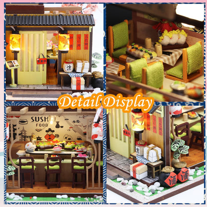 LUSASIN Book Nook Kit with Dust Cover, DIY Miniature House Kit for Adults Bookshelf Insert Booknook 3D Wooden Puzzle Dollhouse Room Decor Gifts for Family, Friends(Excluding Batteries and Glue)