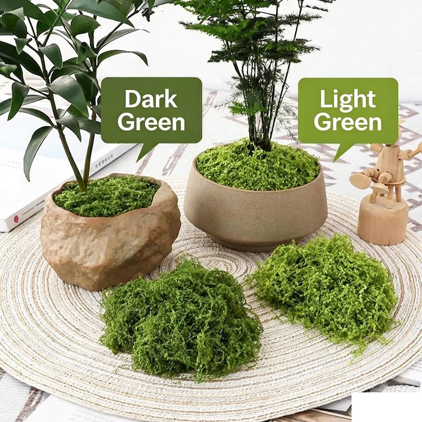 Artificial Moss 8.8oz Laying area of 12 Square feet Fake Green Moss for Crafts, Potted Plants, Fairy Garden Decor, DIY Table Centerpieces, Wedding Party Decoration window display (Moss green)