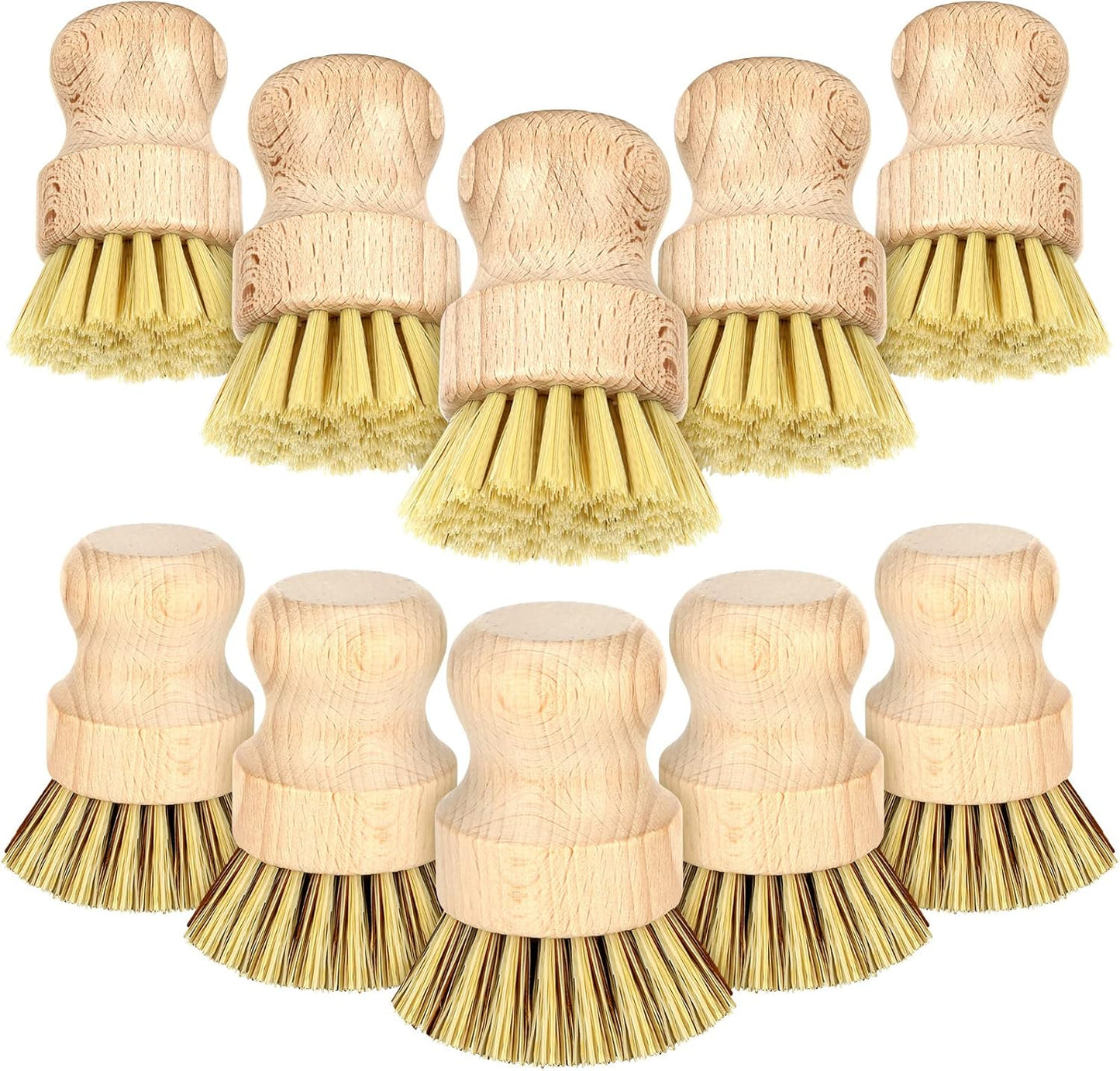 12 Pcs Bamboo Dish Brush, Wooden Scrubber Sisal Bristle Kitchen Wood Brushes for Cleaning Mini Dish Scrubber for Food