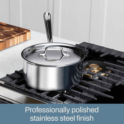 All-Clad D3® Stainless Steel 1 Quart Sauce Pan Covered- Made in the USA- The Original Bonded Professional Cookware- Oven Safe & Induction Compatible