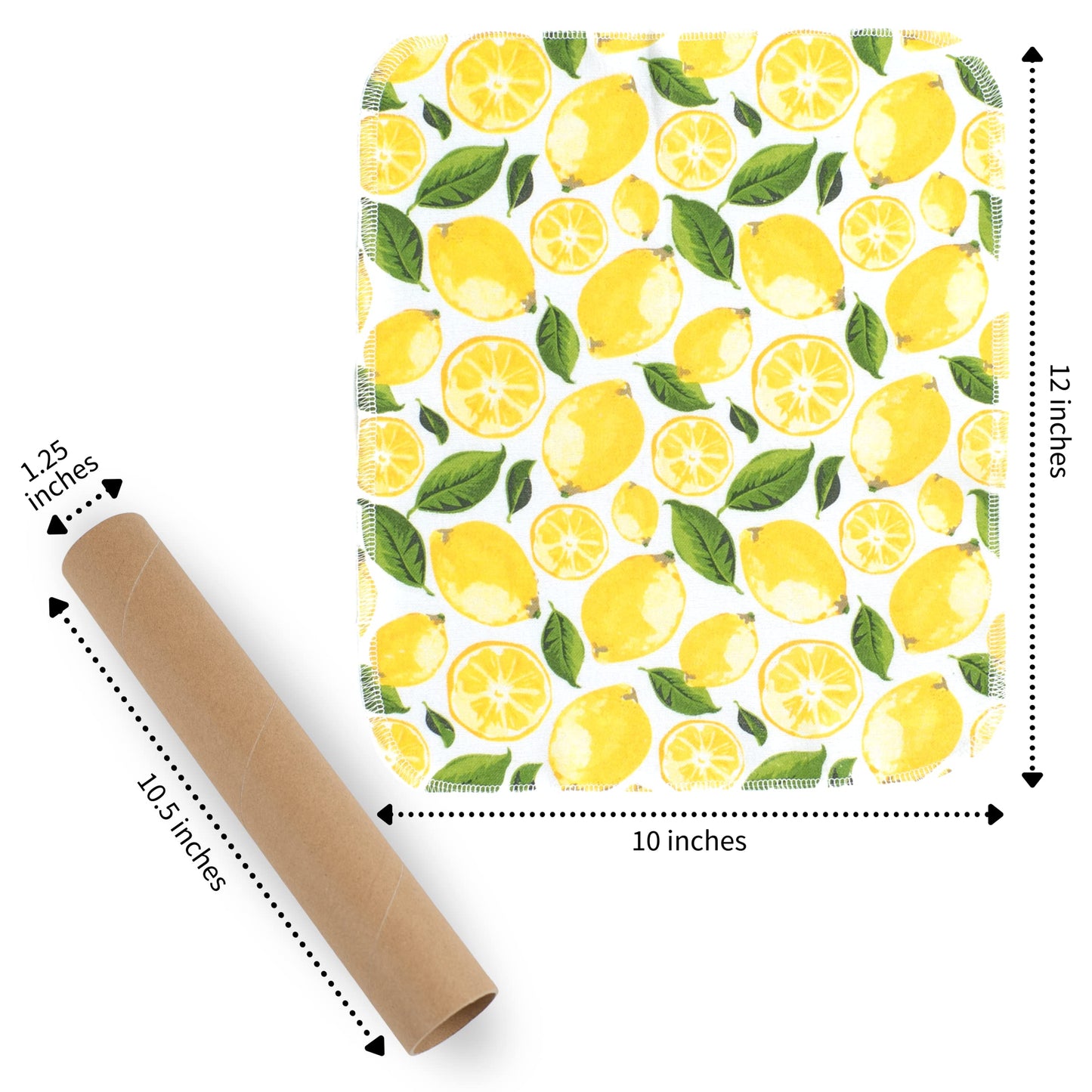 The Useless Brand Reusable Paper Towels Roll | 12 Eco Friendly Washable Cotton Flannel Towels w/Cardboard Roll | Zero Waste & Sustainable | Fits on Most Holders (Lemons, 12 Pack)