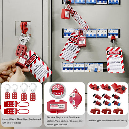 SAFBY 2-in-1 Lockout Tagout (Loto) Kits–Complete OSHA Safety Group Lock Out Hasps, Tag Out Clamp-On Circuit Breaker Lockout for Universal Multi- Pole Breaker Electrical Kits Station (2 Kits in 1)