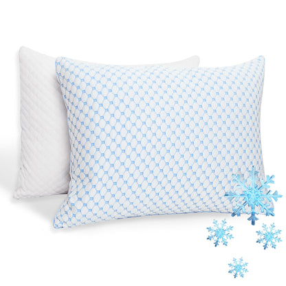 XWZO Cooling Pillow for Sleeping Queen Size Set of 1, Shredded Memory Foam Pillows Adjustable Gel Bed Pillows for Side Back Stomach Sleepers with Washable Removable Cover