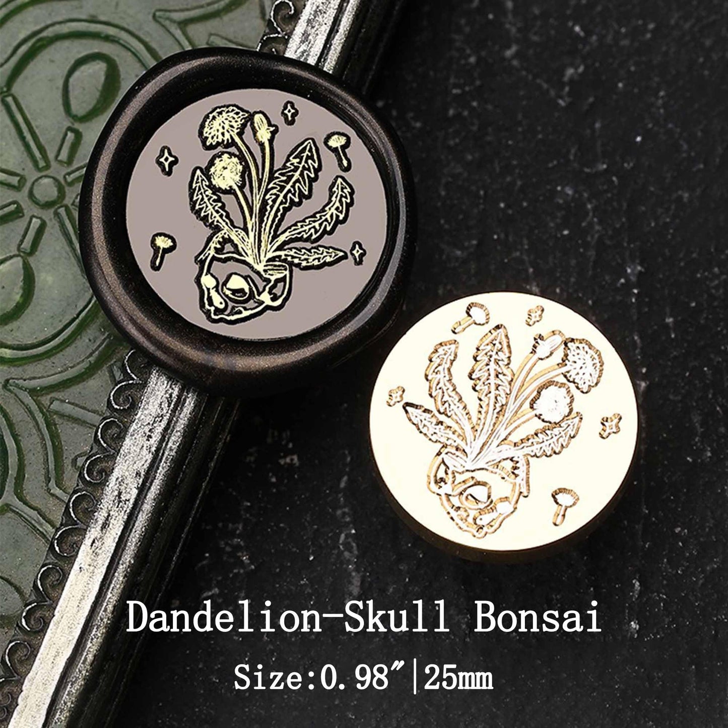 Ychostamp Halloween Wax Seal Stamp Kit - 6PCS Darkness Sealing Wax Stamp, Skull, Skeleton, Flower, Cow Head, Dandelion Seal for Halloween Wedding Invitation Card