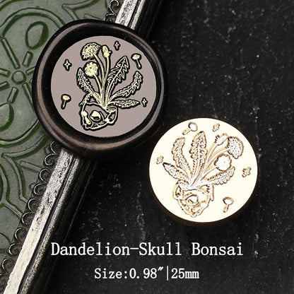 Ychostamp Halloween Wax Seal Stamp Kit - 6PCS Darkness Sealing Wax Stamp, Skull, Skeleton, Flower, Cow Head, Dandelion Seal for Halloween Wedding Invitation Card