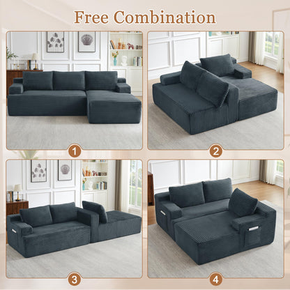 96" Modular Sectional Sofa, Cloud Sectional Couch with Deep Seat, Modern L-Shape Corner Sofa Couch with Right Facing Chaise,Upholstered Boneless Couches for Living Room Bedroom