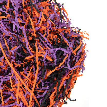 CIPOWM 16oz Halloween Crinkle Cut Paper Shred, 3 Colors Raffia Paper Shred Filler with Halloween Confetti Shredded Paper Grass for Gift Wrapping Craft DIY Gift Bag Box Filling Party Supply