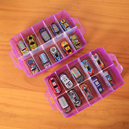 Sooyee 3-Tier Bead Organizer, Stackable Craft Storage Containers with 30 Adjustable Compartments for Washi Tape, Toy, Hair Accessories, Art Supplies, Fishing Tackle, Purple, 10" L x 6.7" W x 7" H