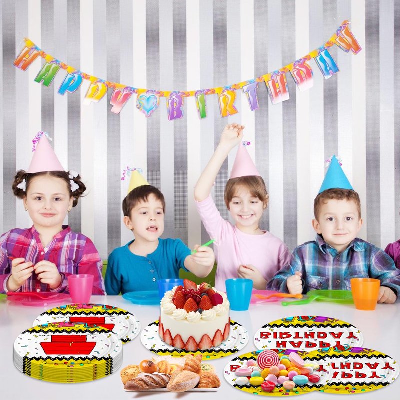 40Pcs Cartoon Dog Red House Birthday Party Plates for 40 Guests Tableware Supplies Red House for Kids Baby Shower Birthday Party Decorations