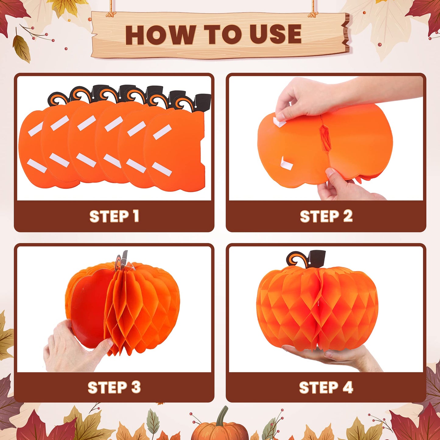 KatchOn, Pumpkin Table Centerpieces And Thanksgiving Wooden Cutout Sign Set – Pack of 14 | Honeycomb Paper Pumpkins And Thankful Blessed Grateful Word Signs For Thanksgiving Table And Fall Decorations
