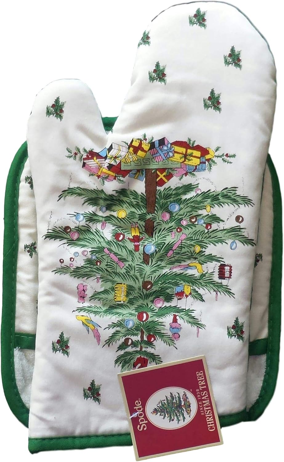 Spode Christmas Tree Kitchen Gift Set, 2-pc: Oven Mitt & Square Pot Holder
