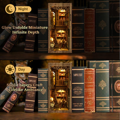 CRIOLPO Book Nook Kits for Adults - Book Nook Kit Bookshelf Decor DIY Miniature House Kit for Bookshelf - Craft Kits for Adults Booknook Model Kits Tiny House Arts and Crafts