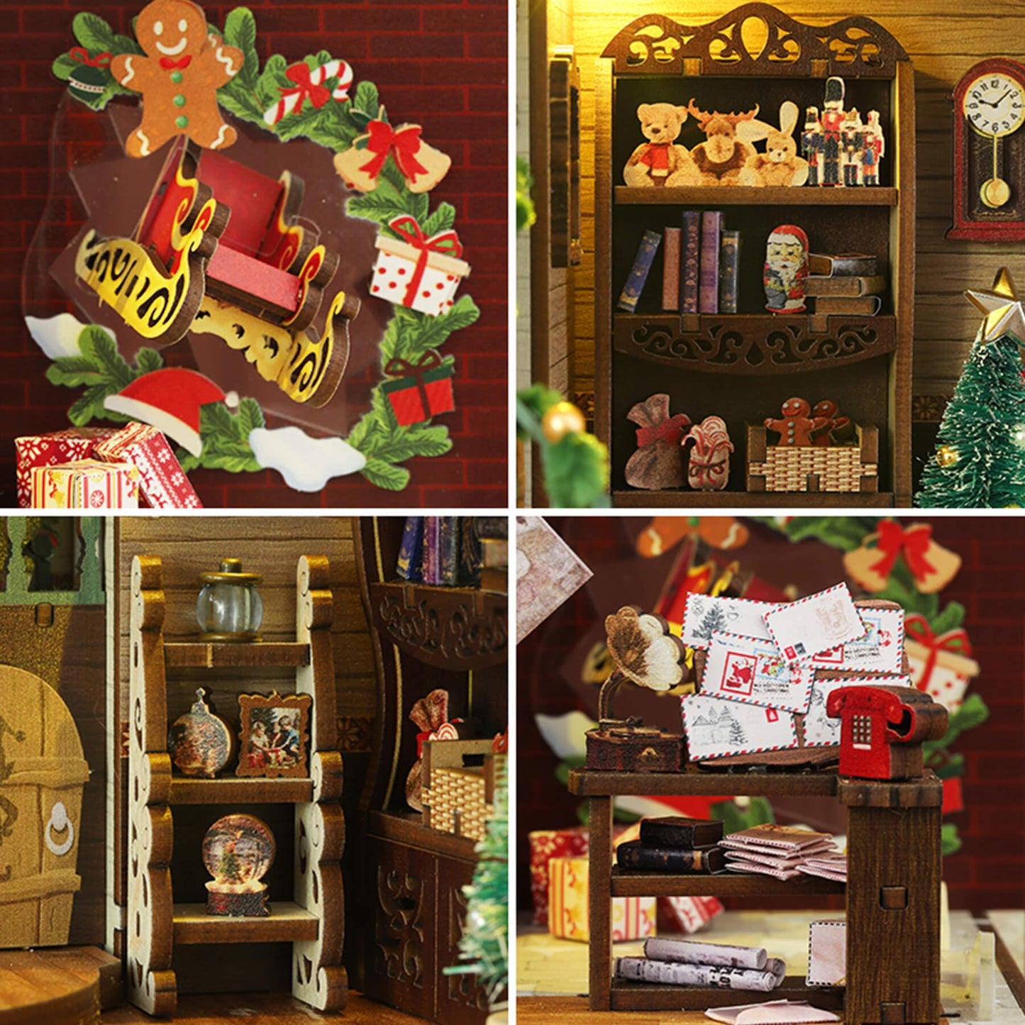 fifijoy Christmas Book Nook Kit - DIY Miniature House Dollhouse Kit for Adults and Teens, Booknook Bookshelf Insert Christmas Decorations, Gifts for Family and Friends (Merry Christmas)