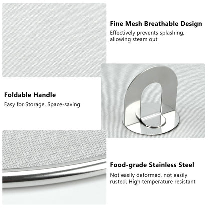 3 PCS Splatter Screen for Cooking, 25/29/ 33 cm Stainless Steel Grease Splatter Guard, Ultra Fine Mesh