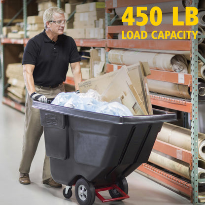 Rubbermaid Commercial Products Tilt Dump Truck/Trash Cart/Garbage Collection/Recycling, 1/2 Cubic Yard, Waste Collection, 1250 lbs capacity, Black, for Office/Warehouse/Facility Management