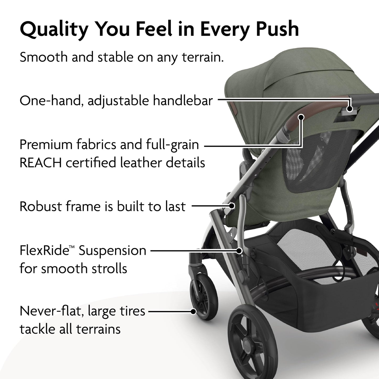 UPPAbaby Vista V3 Full-Size Single-to-Double Stroller System, Toddler Seat, Bug & Rain Shields, Storage Bag Included, Evelyn (Meadow Green/Graphite Frame/Chestnut Leather)