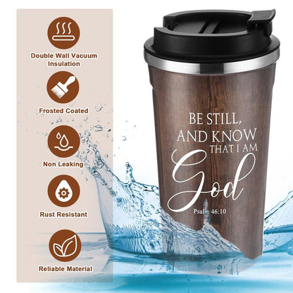 Meanplan 10 Set Christian Fathers Day Church Gifts Bible Verse Tumbler Bulk 17oz Coffee Cup Religious Jesus Tumbler Inspirational Mug for Men Women Teacher (Wood Grain, Bible Theme)