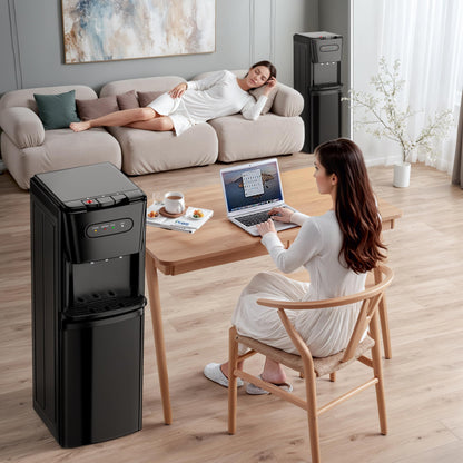 Manastin Bottom Loading Water Cooler Dispenser，3 Temperature Settings - Hot, Cold & Room, Empty Bottle Indicator, Child Safety Lock, Ideal for Office, Home, Living Room, Matte Black