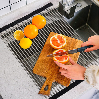 Roll Up Dish Drying Rack, Over The Sink Kitchen Rolling Dish Drainer, Foldable Sink Rack Mat (17.8"x11.8")