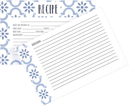 C.R. Gibson Q12-24018 Double Sided Recipe Cards, 40pcs, 4'' W x 6'' L, True Blue