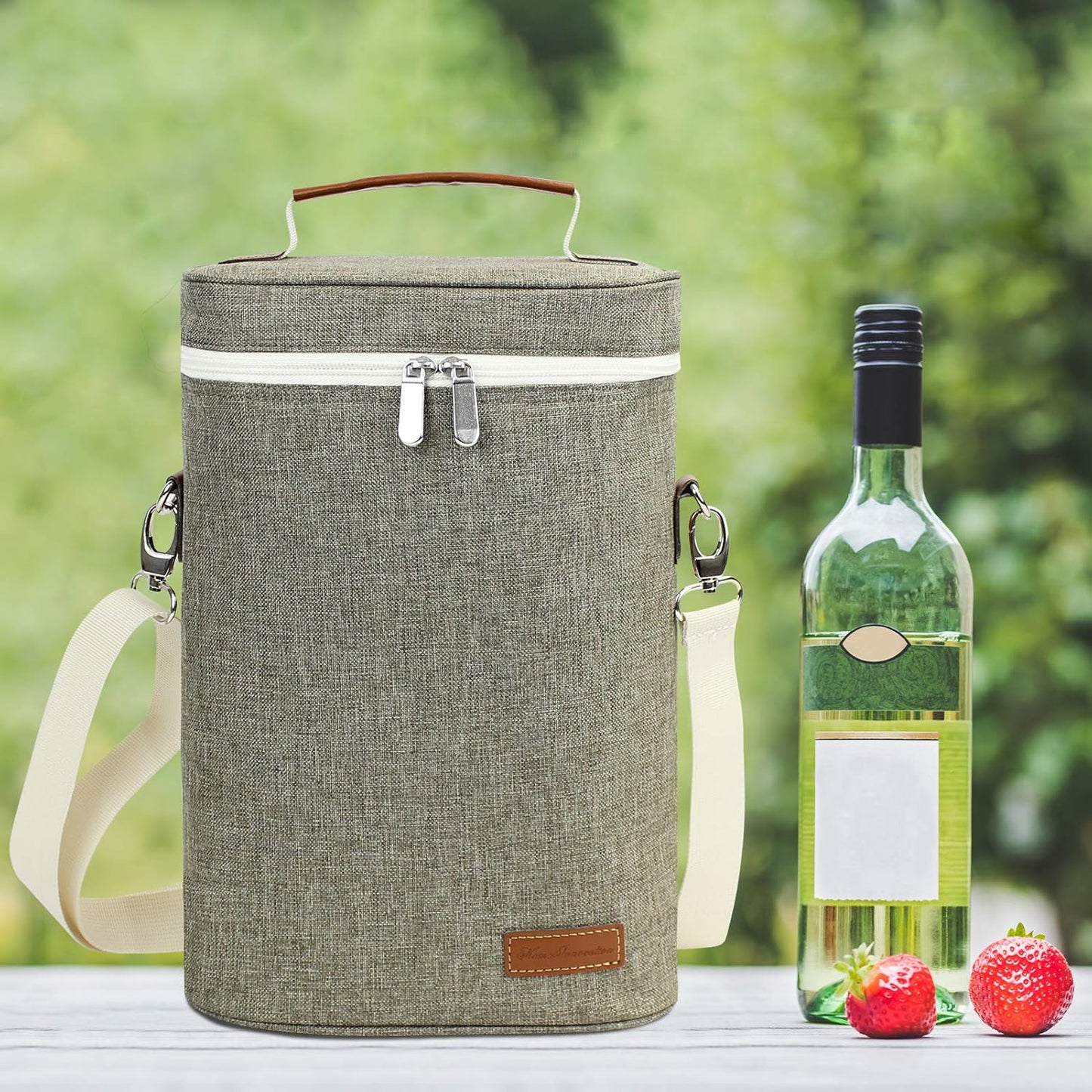 ZORMY 2 Bottle Insulated Wine Carrier Bag for Travel, Cooler Tote with Shoulder Strap & Corkscrew Opener