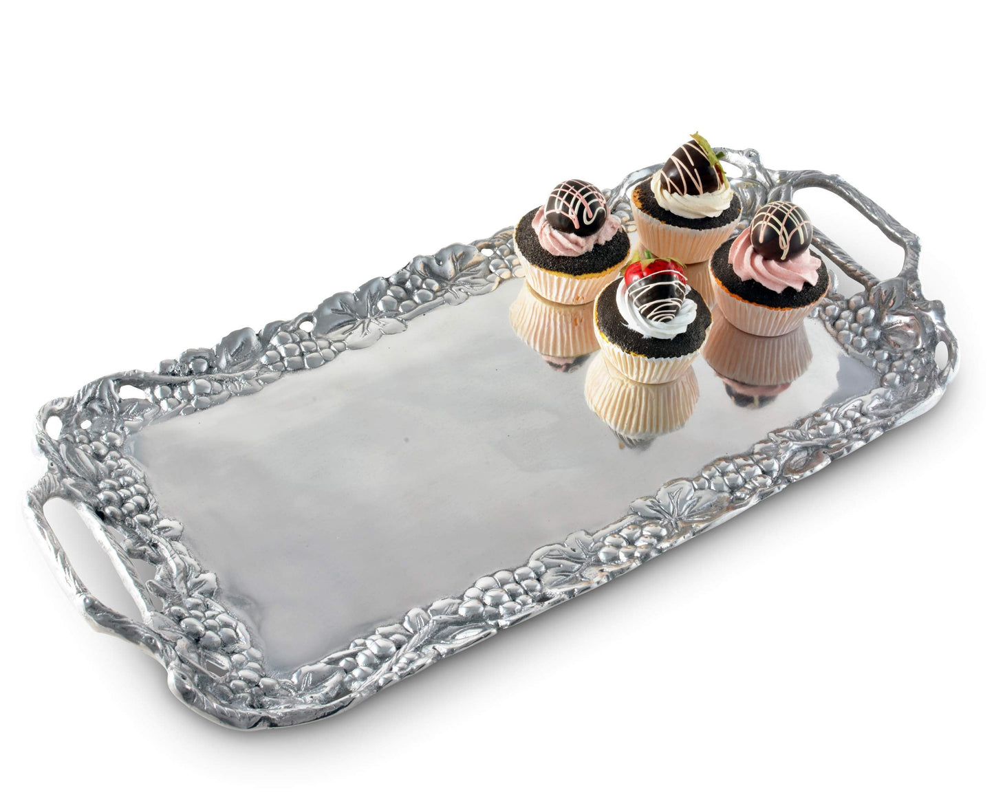 Arthur Court Designs Metal Aluminum Grape Decorative Serve Ware Serving Tray/Platter 21 inch x 10 inch