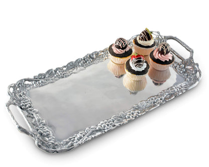 Arthur Court Designs Metal Aluminum Grape Decorative Serve Ware Serving Tray/Platter 21 inch x 10 inch
