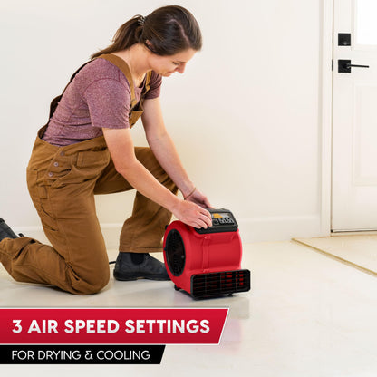 Vacmaster 3 Speed Floor Fan 156W 550CFM Air Mover Utility Blower Fan – AM201 1101