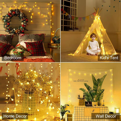 Minetom Crystal Globe String Lights - 30 LED Waterproof Fairy Lights with Remote | 17 ft Warm White for Party Decor